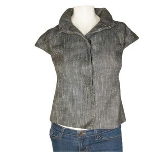Banana Republic Dark Grey Cap Sleeve Hidden Button Down Dress Blazer Size 0